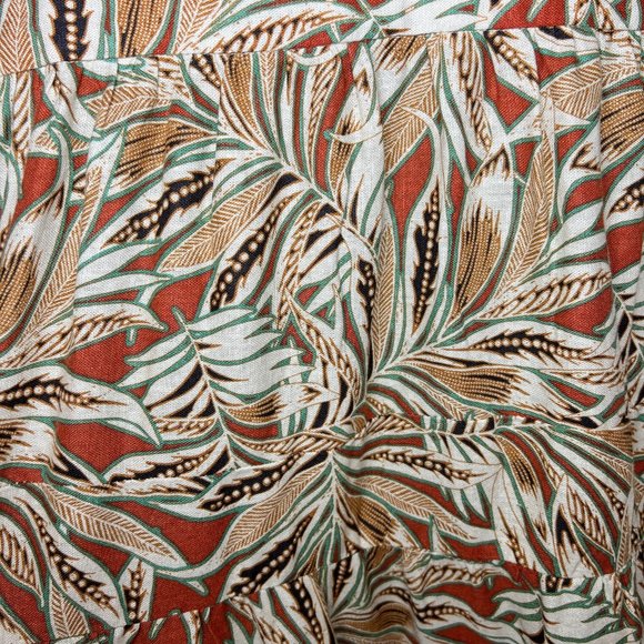 NWT House of Harlow Leaf Print Tie-Sleeve Linen Maxidress - Picture 8 of 14